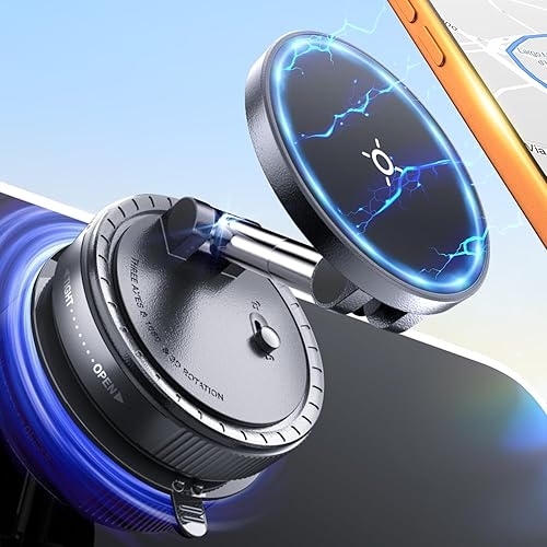 eSamcore Soporte magnético de teléfono al vacío para automóvil, para soporte de automóvil Magsafe para parabrisas, soporte plegable con ventosa para