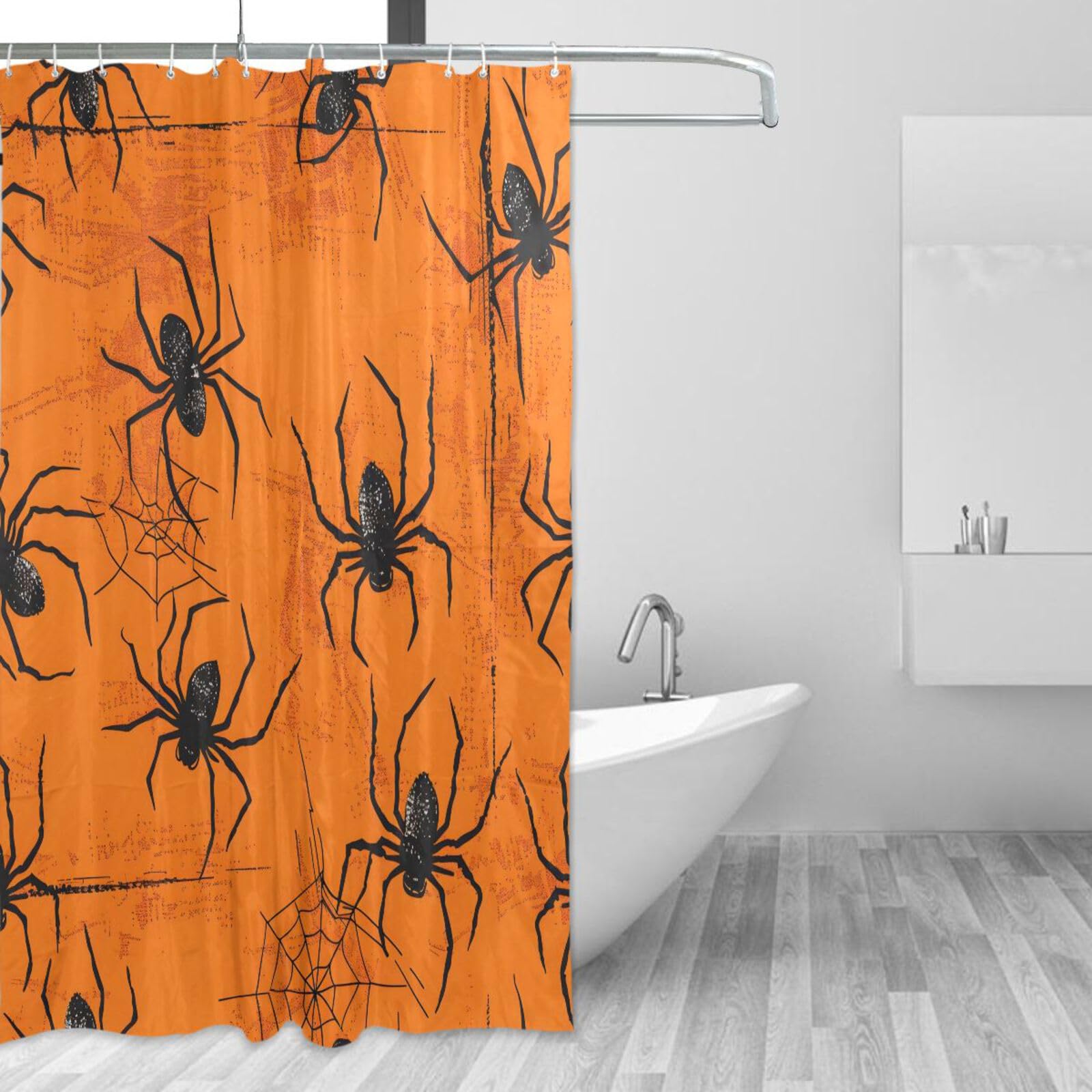 DUOBU Halloween Spiders Shower Curtain Washable Waterproof Fabric Bath Curtain 60x72Inch Shower Curtains with Hooks for Bathroom Decor