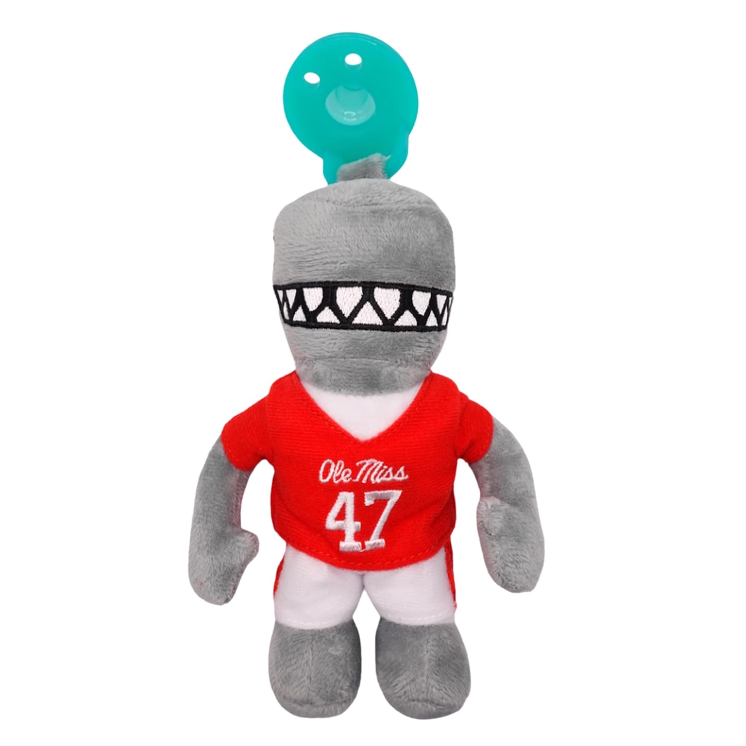 Gamezies Baby Boy and Girl Silicone Tony The LandShark, Ole Miss University Plush Pacifier with College Mascot Stuffed Toy Plush, Collegiately Licensed, CPSIA Tested, BPA-Free 0-6 Months
