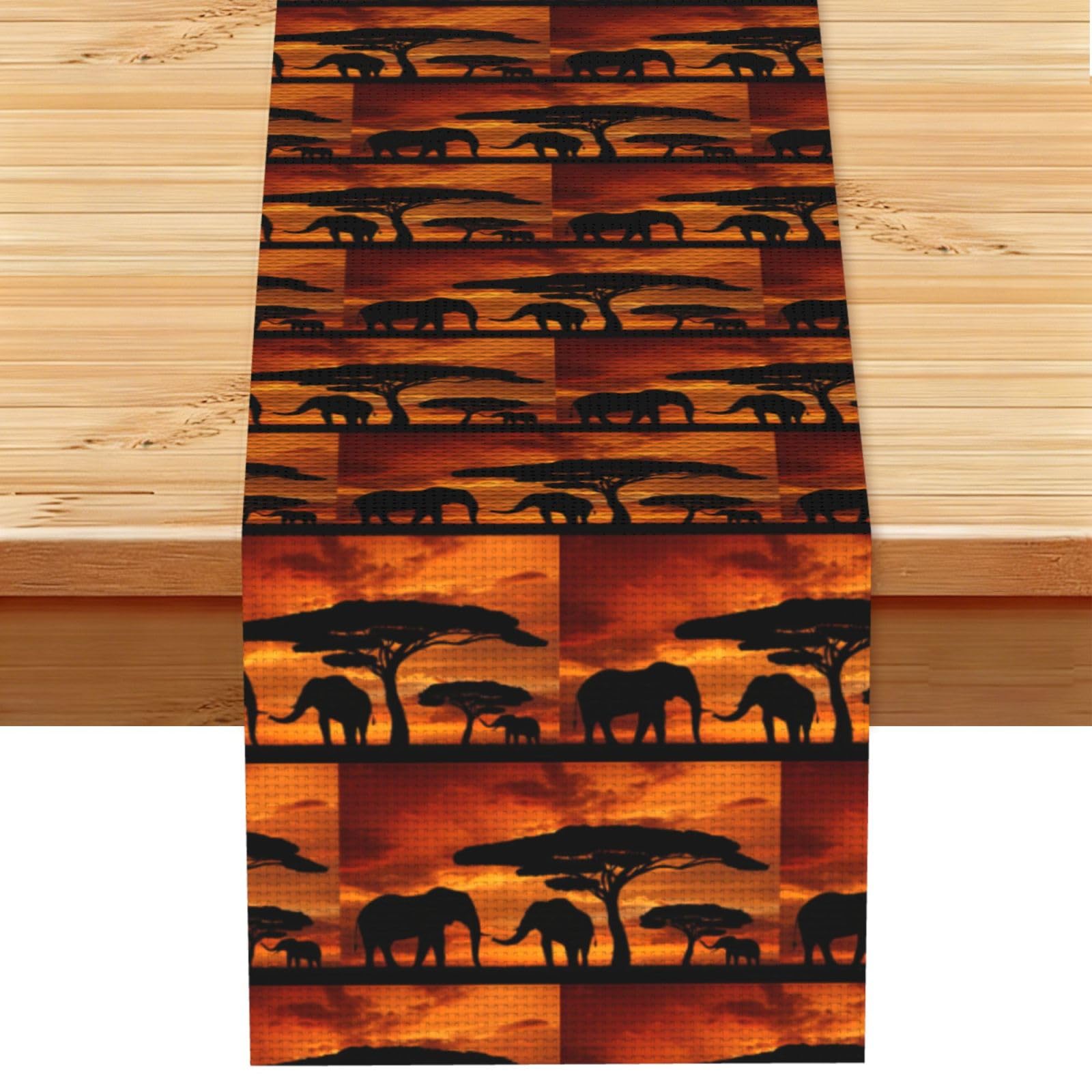 Elephant Stylish Printed Table Cloth, Decorative Table Runner 13x72in for Home, Party and Banquet Home Decor
