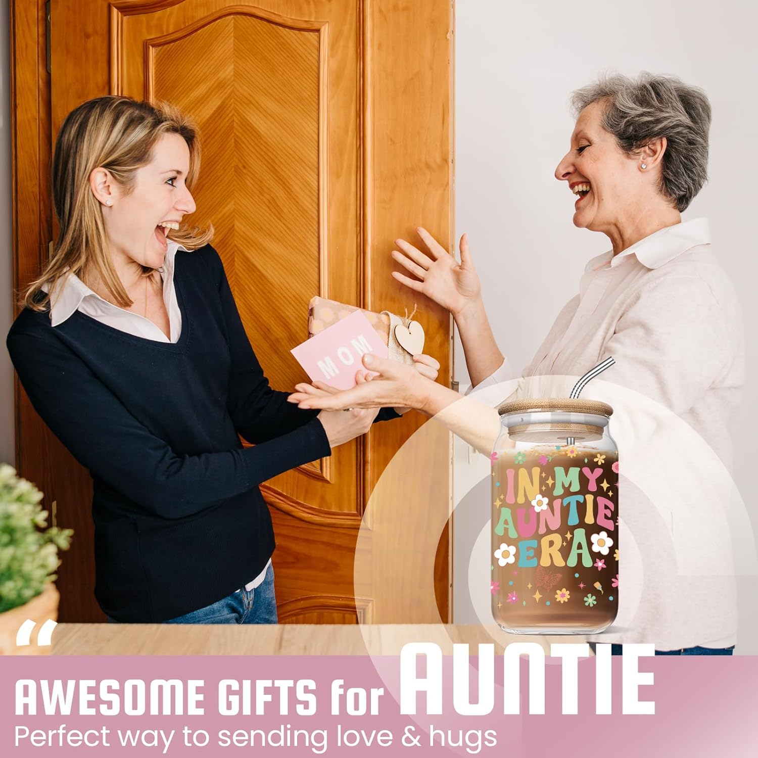 Mothers Day Gifts for Aunt Auntie - Funny Birthday Christmas Day Gifts from Niece for Auntie New Aunt - 16 Oz Glass Coffee Cup - Image 5