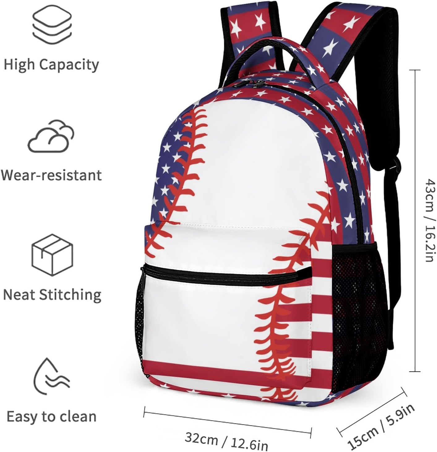 Baseball Backpack for Kids Girls Boys, 17 in Bookbag image 3