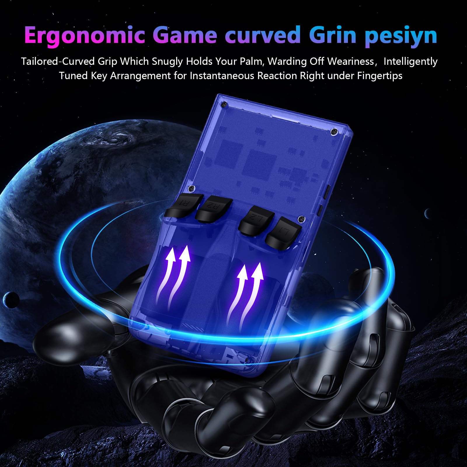 R36MAX Retro Handheld Game Console, 4.0 Inch 720x720 IPS Screen, Built-in 18,000+ Classic Game, Portable Hand Held Open Source Linux System, 4000mAh Battery Retro Gaming Console (Blue 64GB)