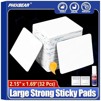 PHIXBEAR 32 Pcs Large Double Sided Adhesive Tape Squares Heavy Duty, Strong Sticky Pads Waterproof Heat Resistant, Extreme Mounting Foam Tape, Car Home Outdoor Use, 1.69x2.15 Inch