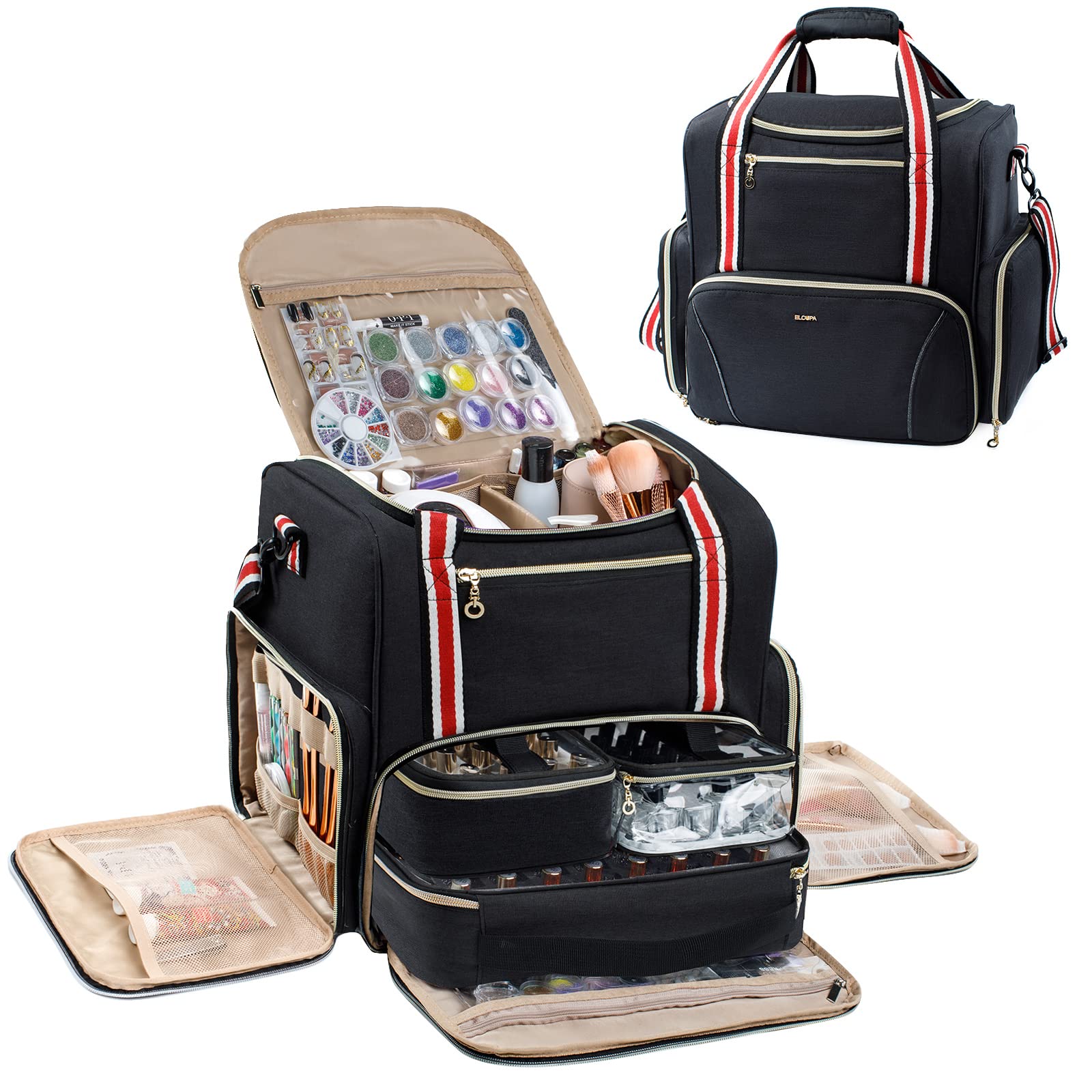 ELCUPA Large Nail Polish Organizer Holds 80 Bottles(15ml - 0.5 fl.oz) with 3 Removable Nail Polish Cases,Nail Organizers and Storage for Nail Tech