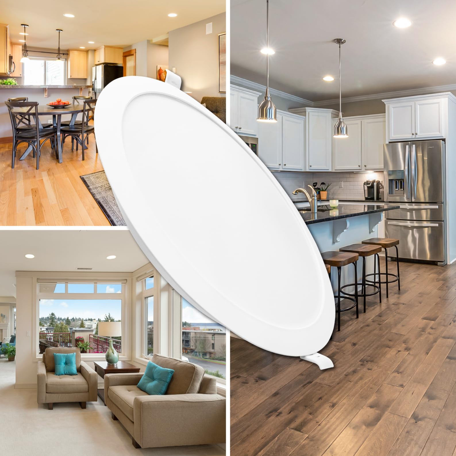 LED ATOMANT Downlight LED Panel Redondo 220mm 18W, Color Blanco Frio (6500K), Corte 190-205mm, 1650 lumenes, Driver integrado, Para Techo Cocina Baño