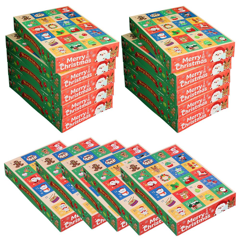 TOPBATHY 15stücke Weihnachts-countdown-boxen Diy-weihnachtskalender mit Geschenkboxen Leere Pralinenschachteln aus Papier Kleine Weihnachtsboxen für Süßigkeiten und Dekoration