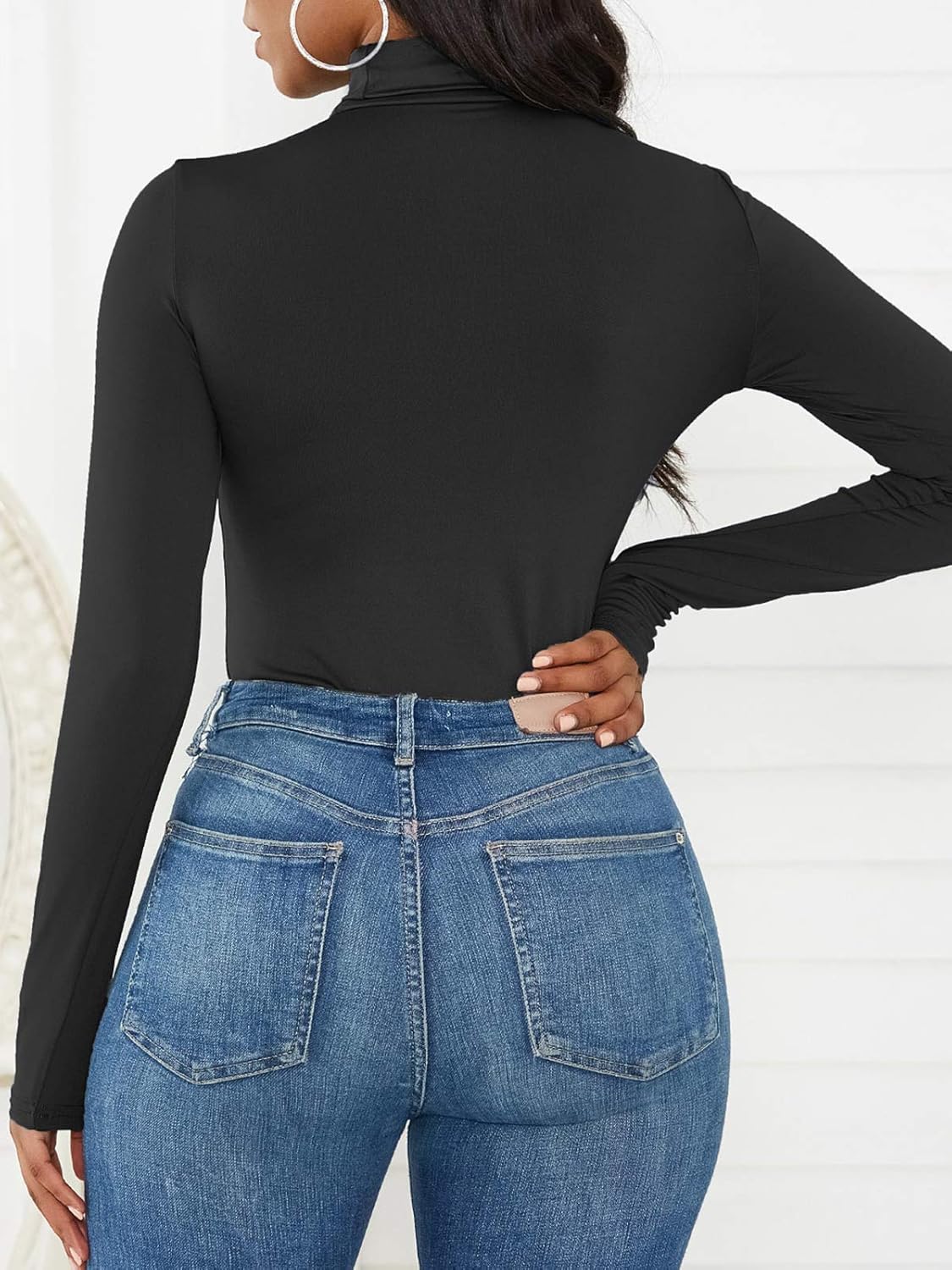 Century Star Turtle Neck Long Sleeve Bodysuits for Women Mock Turtle Bodysuits Leotard Basic Tops Shapewear - Image 4