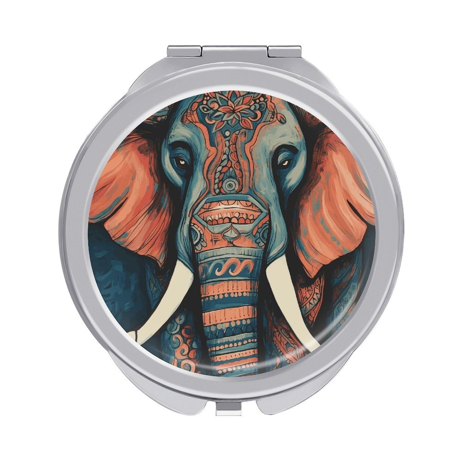 VstaDank Abstract Elephant Compact Mirror for Purses Round Fashion Travel Makeup Mirror 2X /1x Magnifying Double Sides Mini Mirrors Portable Pocket Mirrors for Handbag Purse Women Gift
