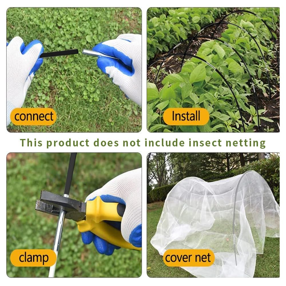 Archi Per Serra Tunnel Jiahuade - Kit Con 36 Aste In Fibra Di Vetro, Ancore E Clip, Per Orto E Giardino