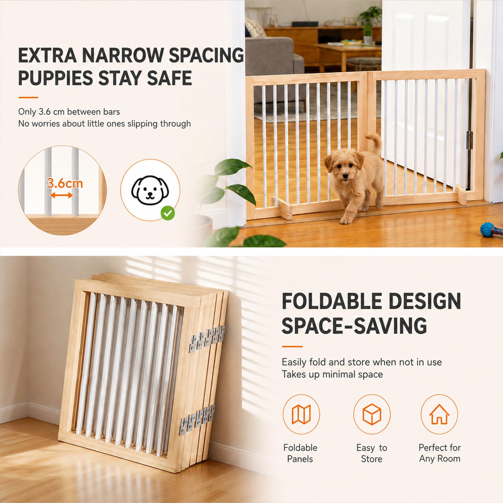 Cancelletto Cani Interno, Barriera Animali Multiforma High 78 CM 2 PCS