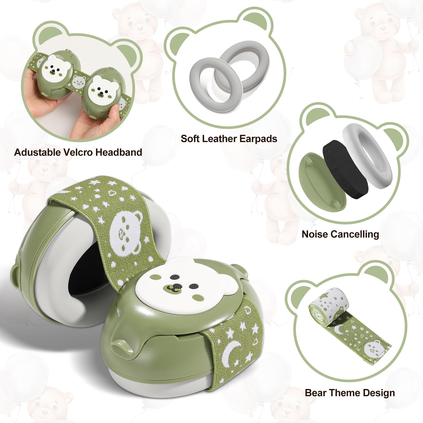 YomauiYee Baby Noise Cancelling Headphones 0-36 Months, 25dB NRR Hearing Protection for Babies & Toddlers - Image 2