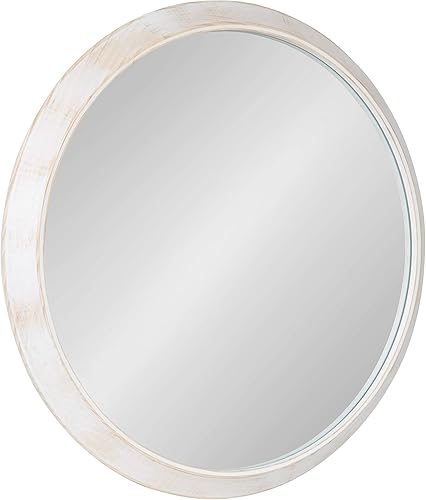 Miniatura 8 de Kate and Laurel Uldrich - Espejo redondo moderno, 24 pulgadas de diámetro, marrón natural, espejo decorativo de granja para decoración de pared