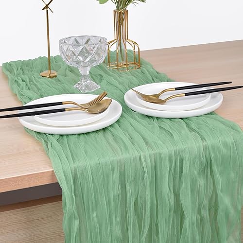 Miniatura 3 de Camino de mesa de gasa rústica de 38 x 120 pulgadas, mantel bohemio para decoración de bodas, despedidas de soltera, baby shower