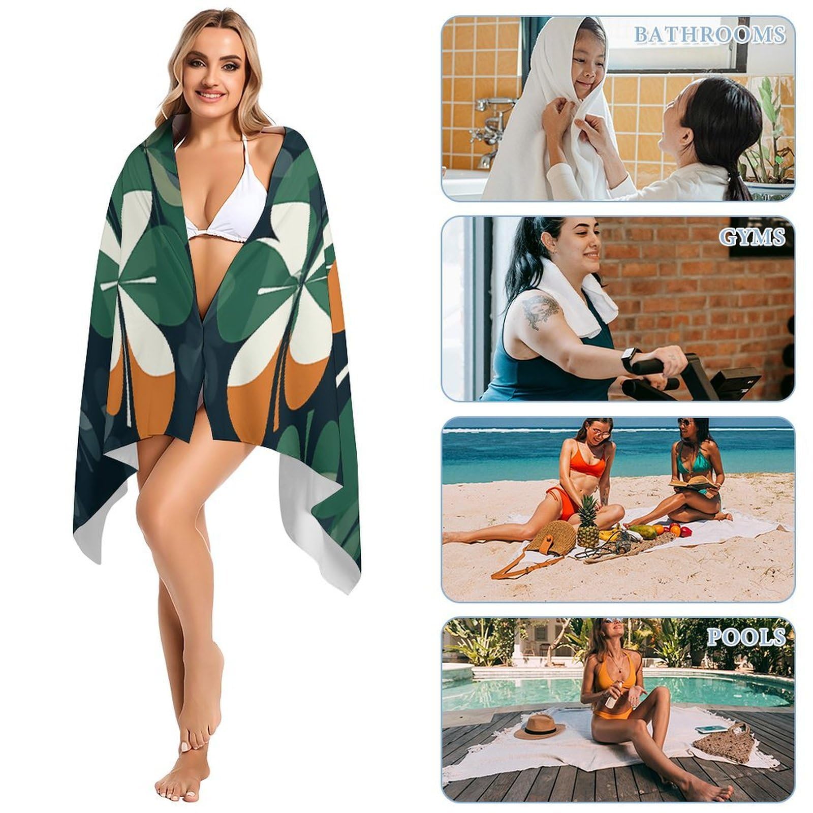Toallas de baño unisex de forma especial, toalla de playa ligera de secado rápido, toalla de baño para viajes, deportes, piscina, baño, camping, yoga, adultos, 160 x 80 cm