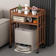 Robot Vacuum Stand Cabinet,Storage Rack Above The Sweeping Robot,Accent End Table with Wheels,End Table Modern Sofa Table,for Living Room Home Office KitchenDark brown,55 * 88cm/22 * 35"