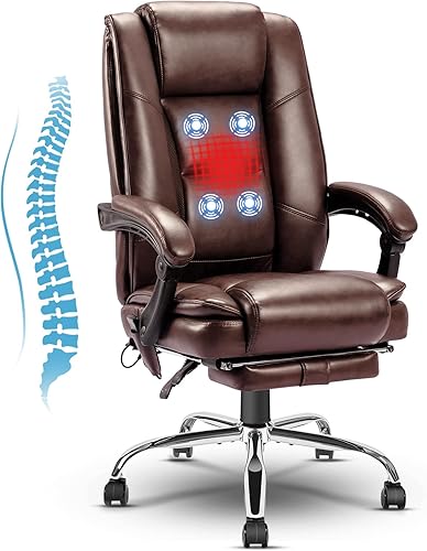 Miniatura 1 de NOBLEMOOD Silla ergonómica de oficina de masaje silla reclinable grande y alta sillas de escritorio ejecutivas con calefacción giratoria con