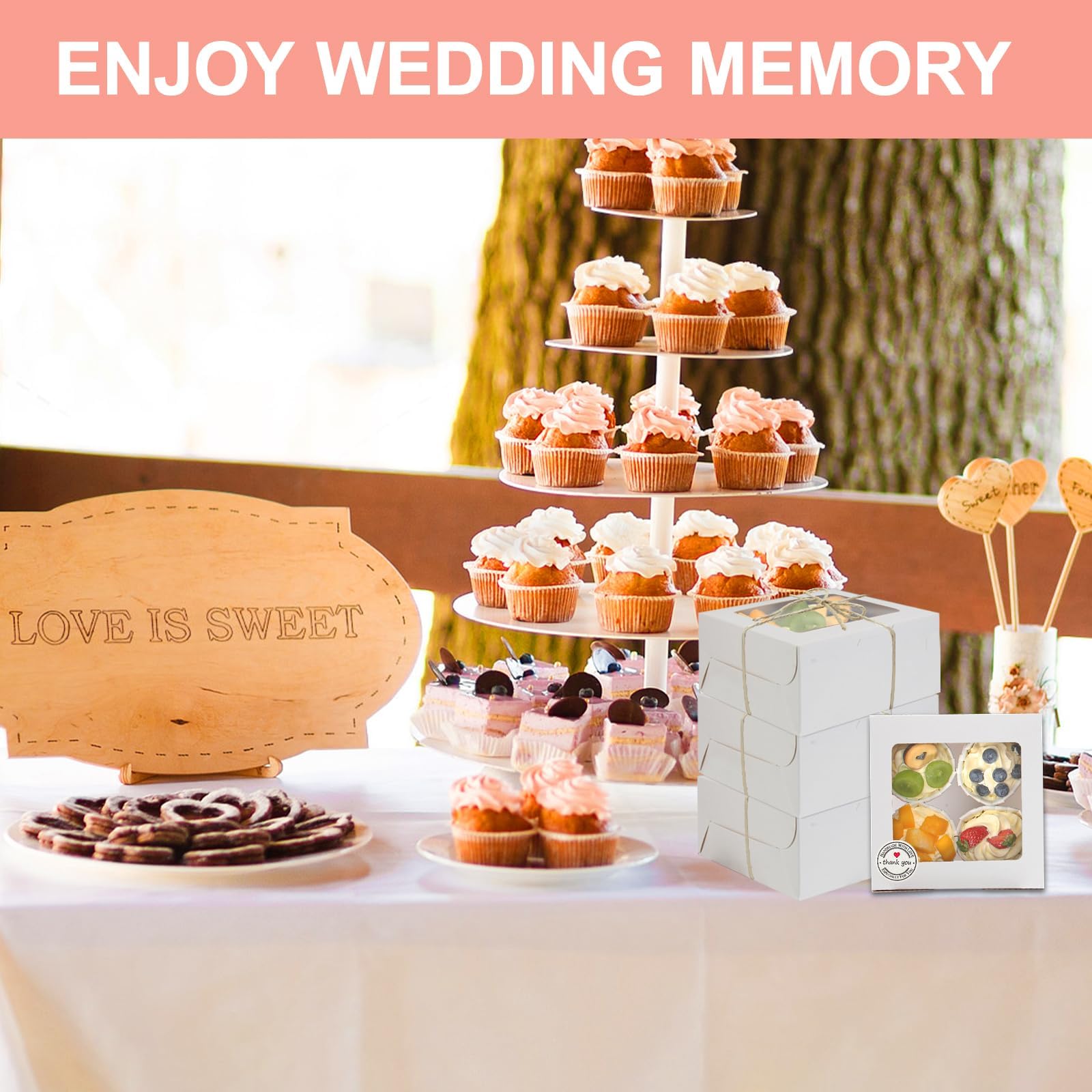 Cupcake Boxes with Window - Kraft Cookie Containers -7