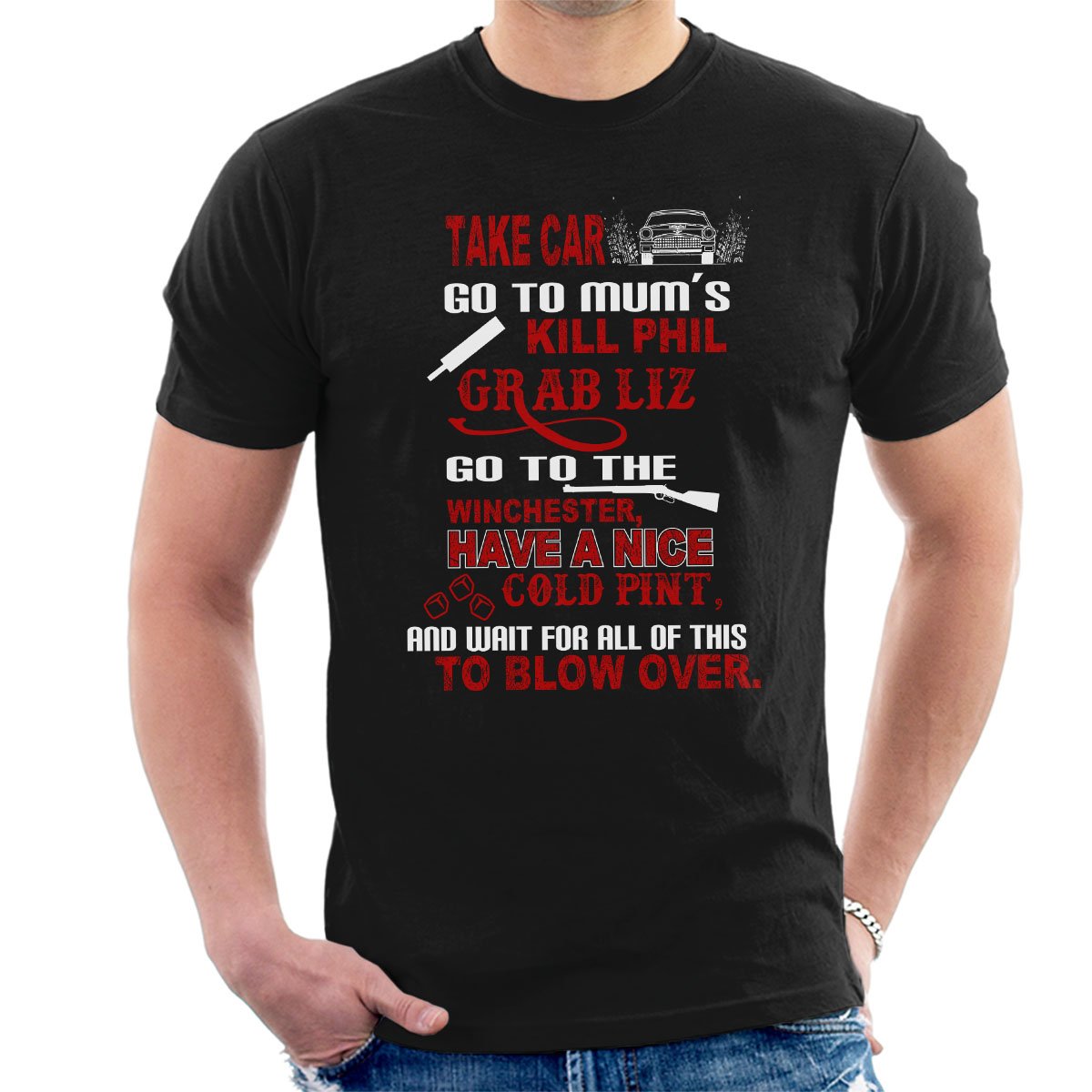 Cloud City 7 Men's Black Shaun Of The Dead Plotline T-Shirt