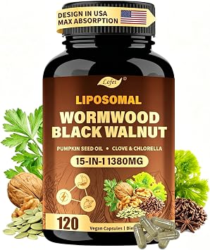 Wormwood Black Walnut Clove Parasite Cleanse for Humans,15-in-1 Herbal | Digestive Formula,Liposomal Tech High Absorption,with Clove Pumpkin Seed Oil Garlic Oregano, Non-GMO,120 Vegan Capsules