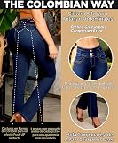 Colombianos Levanta Cola Butt Lifting Jeans para Mujeres - Azul Recto, Azul, 9