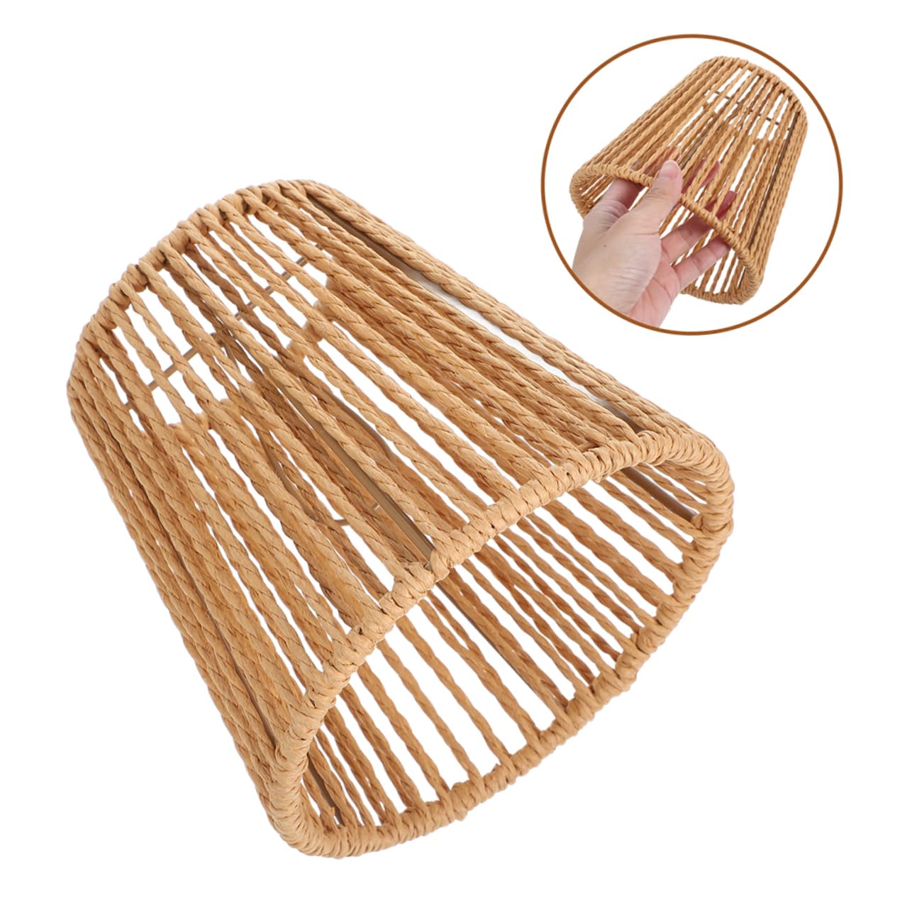 4kawałki Woven Paper Rope Lamp Shade Retro Rattan Lampa Włóknina Ozdobna Osłona Do Lampy Wiszącej Stojącej Biurkowej Ściennej Ręcznie Wykonane Akcesoria Do Wnętrz