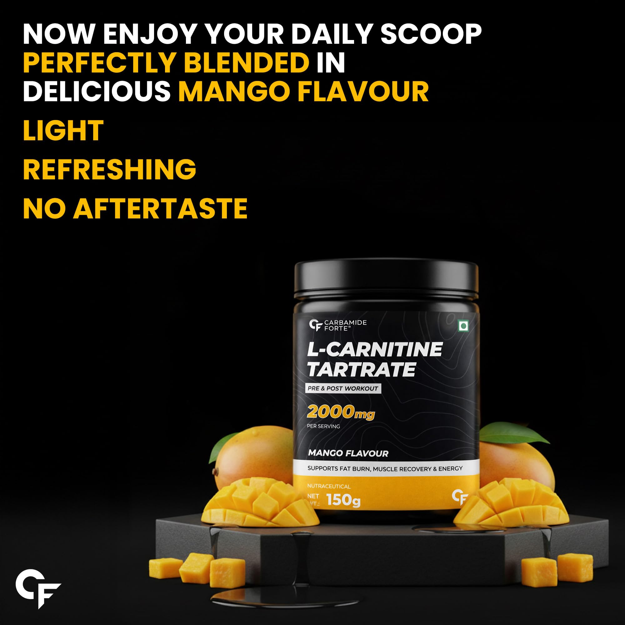 Carbamide Forte L Carnitine Powder For Men & Women | L Carnitine Tartrate Fat Burn & Muscle Recovery | L-Carnitine Powder Pre & Post Workout Supplement | Mango Flavour - 150g — Amazon image 8