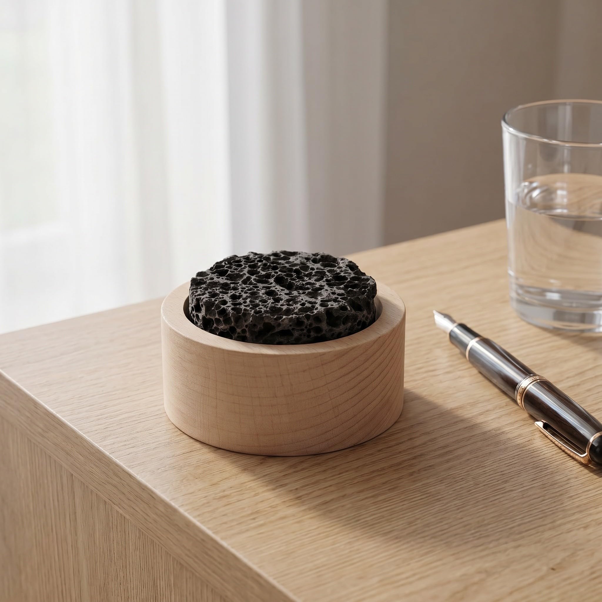 VICASKY Diffusore di Pietra Vulcanica Decorativo per Oli Essenziali, Diffusione Passiva Stabile, Design Unico in Legno, 4 Pezzi, per Ufficio e Meditazione