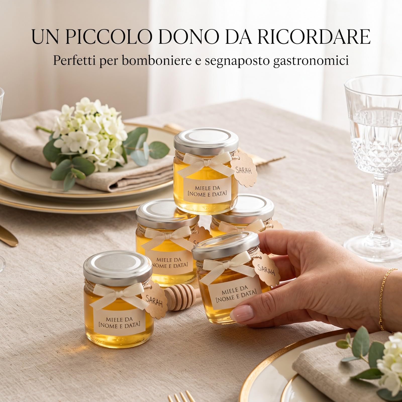 Chianese Vasetti in Vetro Monodose con Tappo Argento Ø43 mm – Confezione 120 Pezzi – Barattolini per Miele, Marmellate, Confetture, Spezie e Bomboniere