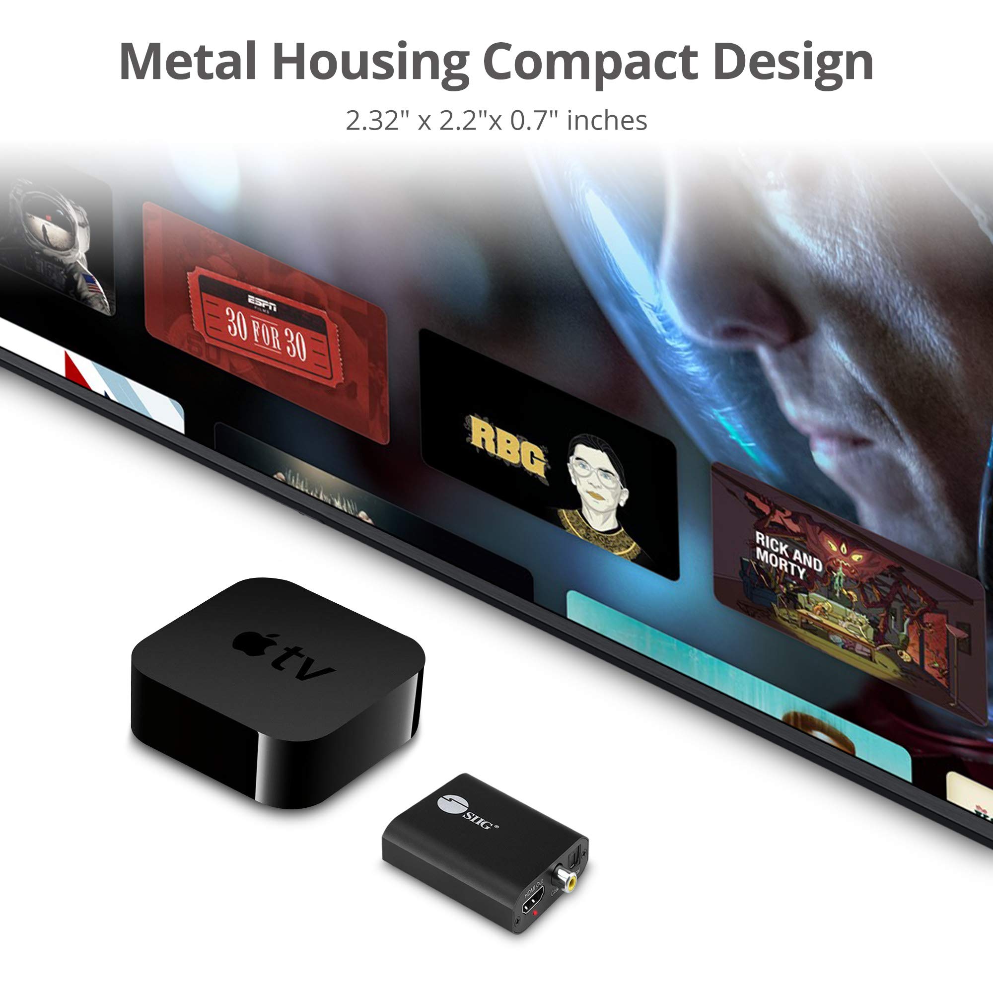 SIIG Convertidor de extractor de audio HDMI 4K, HDMI 1.4, 4K60 4:2:0 o 4K30, HDCP 1.4, extracto de audio a Toslink/Coaxial/3.5mm simultáneamente, soporta audio digital 5.1/PCM 2ch (CE-H26Q11-S1)
