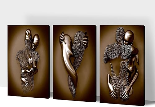 Miniatura 8 de Arte de pared con efecto metálico 3D, arte 3D gris con corazón de amor, decoración de pared 3D plateada para sala de estar moderna, día de San