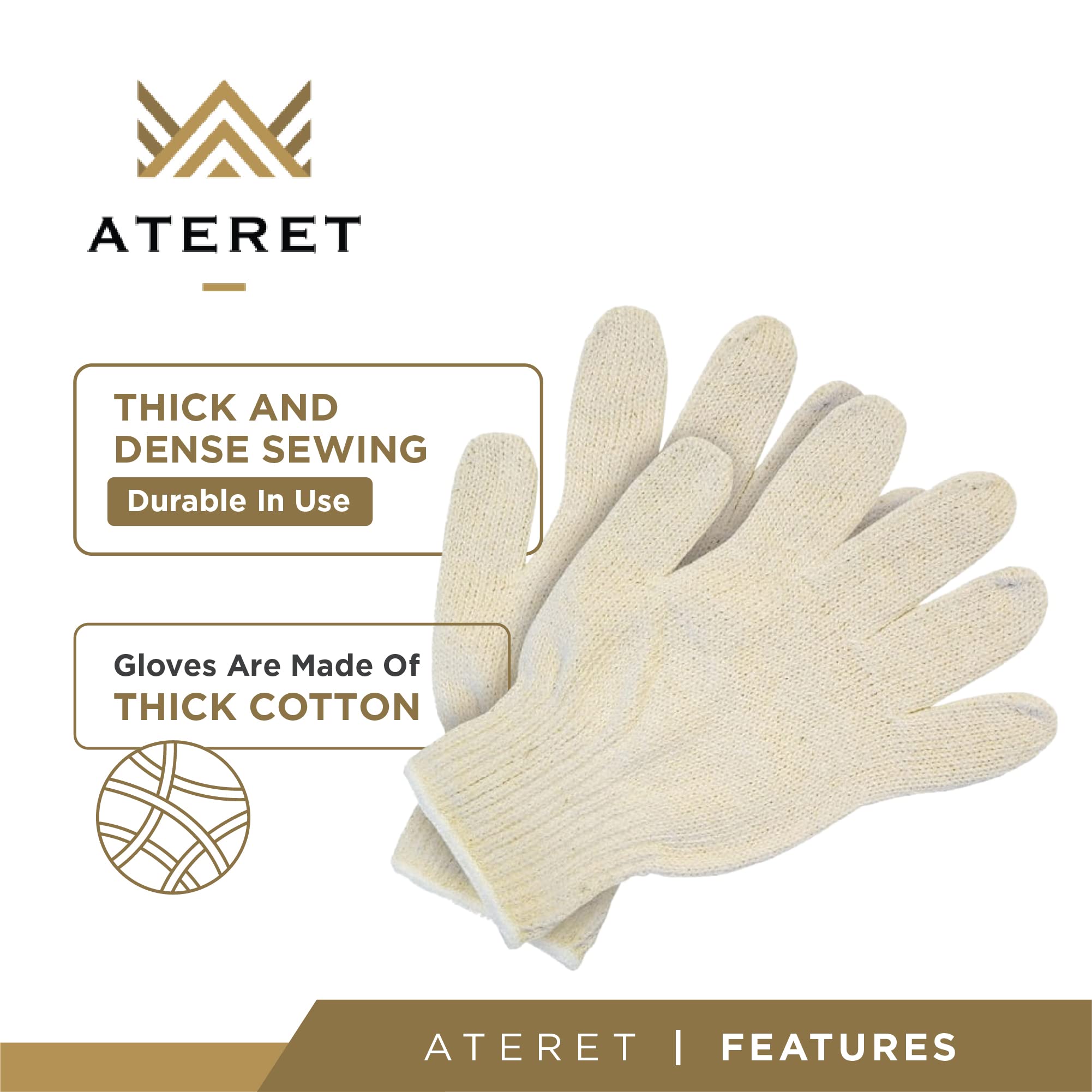 ATERET 48 Pairs Cotton Gloves, String Knit Work Gloves Liner, Polyester Cotton Works Gloves for Men & Women, Ideal for Painter Warehouse & Garden