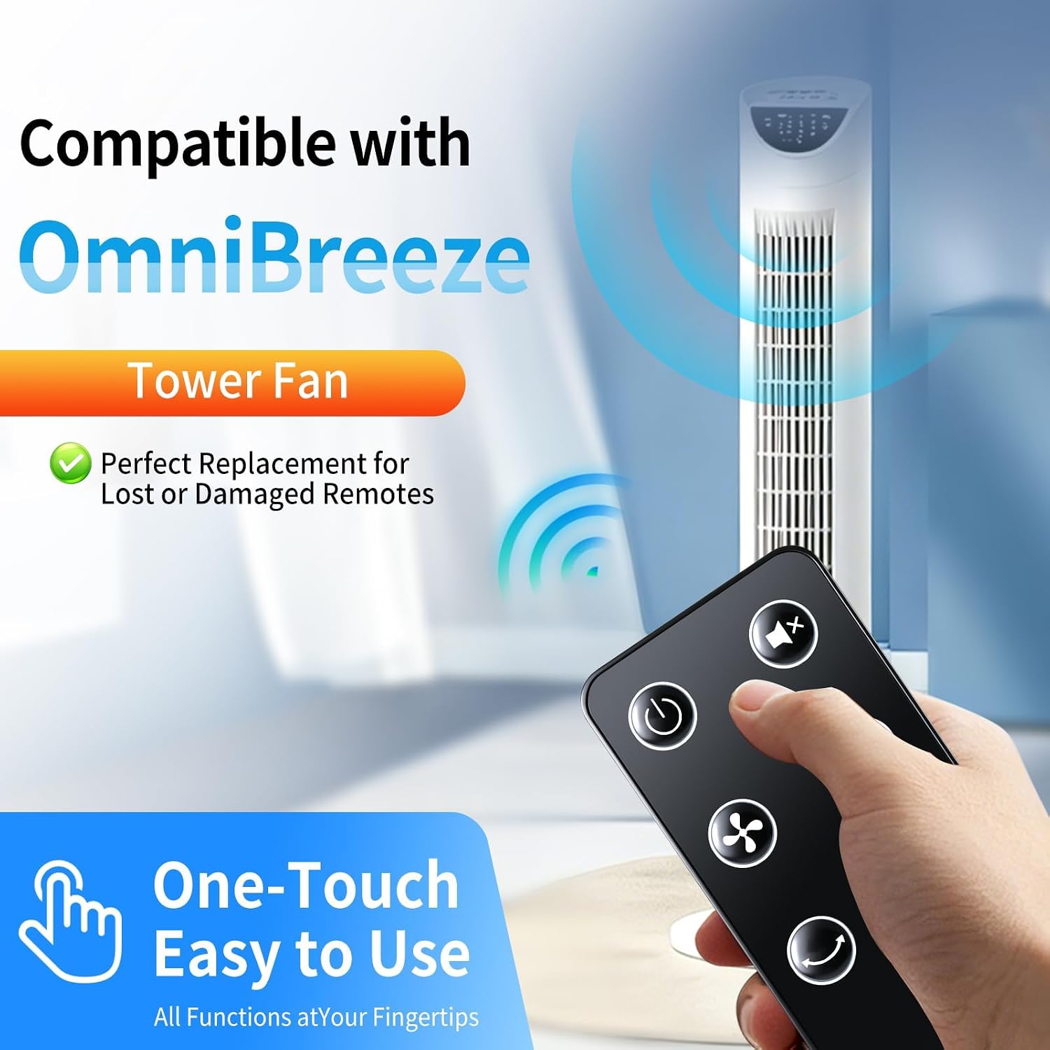 Replacement Remote Control for OmniBreeze Digital Electric Tower Fan, Compatible with 36/40 Inch Standing Bladeless Floor Fan DC2220, DC2219, Indoor Living Room Bedroom use image 2
