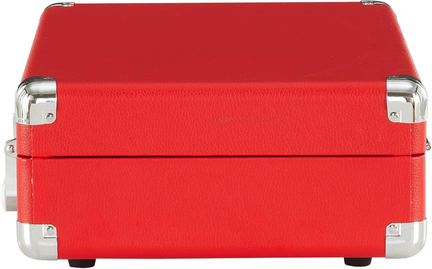 Crosley Cruiser Plus Turntable in red, closed with its handle, ready for transport.