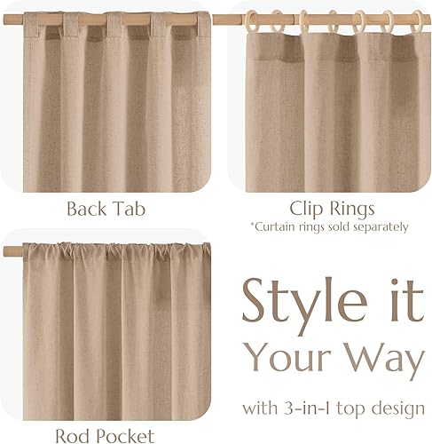 Miniatura 5 de jinchan Cortina de lino para sala de estar, 84 pulgadas de largo, extra ancha para divisor de habitación, cortina rústica de granja, bolsillo para