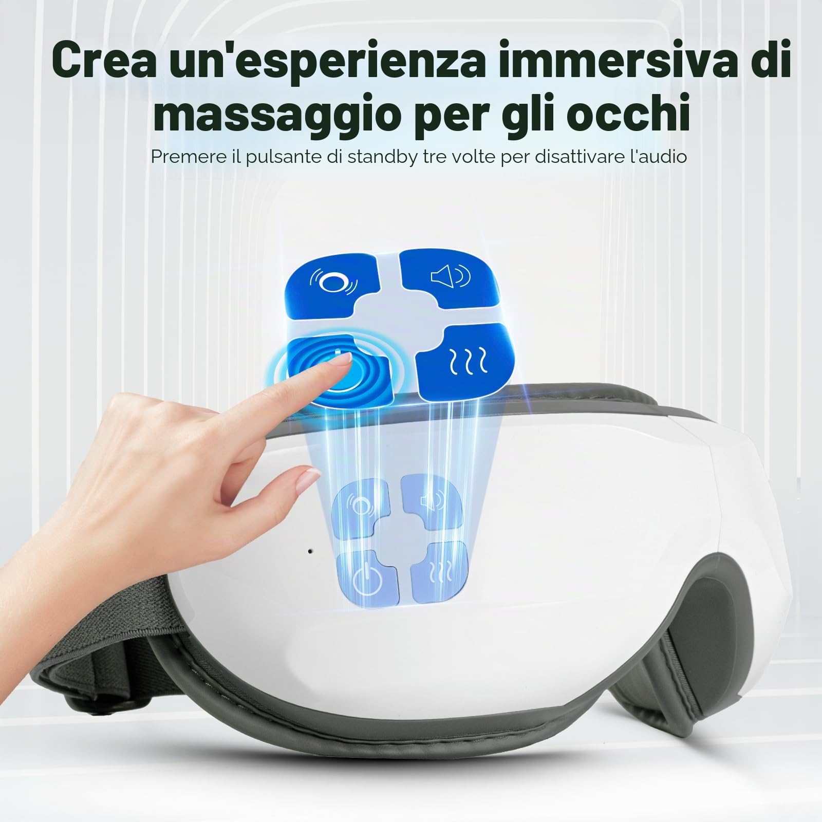 Medcursor Massaggiatore oculare con calore, pressione dell'aria, musicoterapia, allevia l'affaticamento e la tensione degli occhi, migliora il sonno, la famiglia e la scelta regalo (bianco)