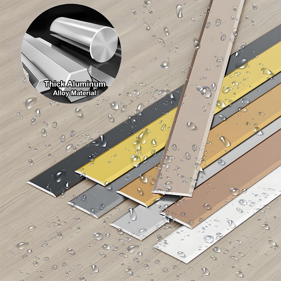 Samoprzylepne aluminiowe listwy osłonowe do podłóg, 15 mm płaskie listwy działowe do krawędzi, progów i złączeń, łatwy montaż, idealne do dekoracji domu i biura, 3 szt