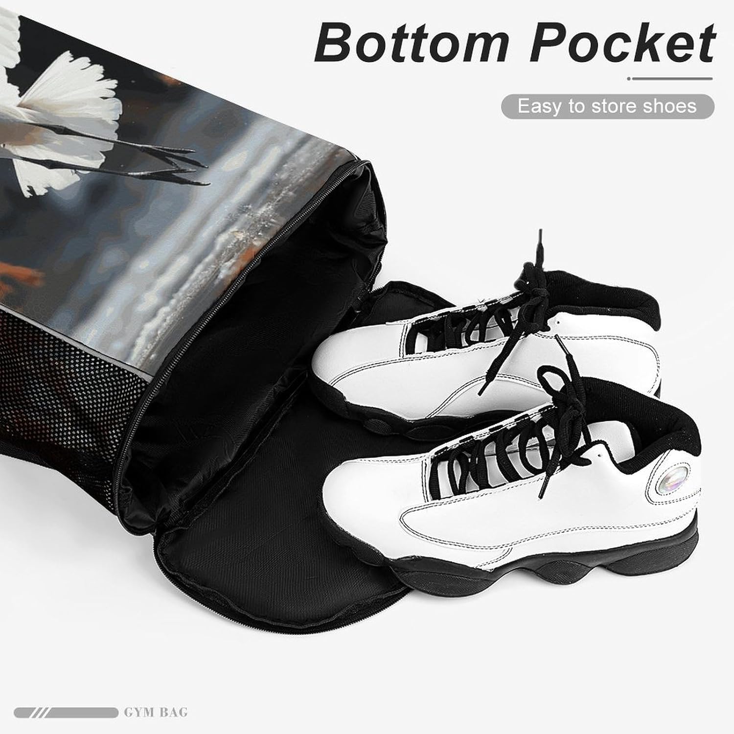 Drawstring Backpack Sports Gym Swim Bag with Shoes Compartment Crane Dancing Stuff Sack