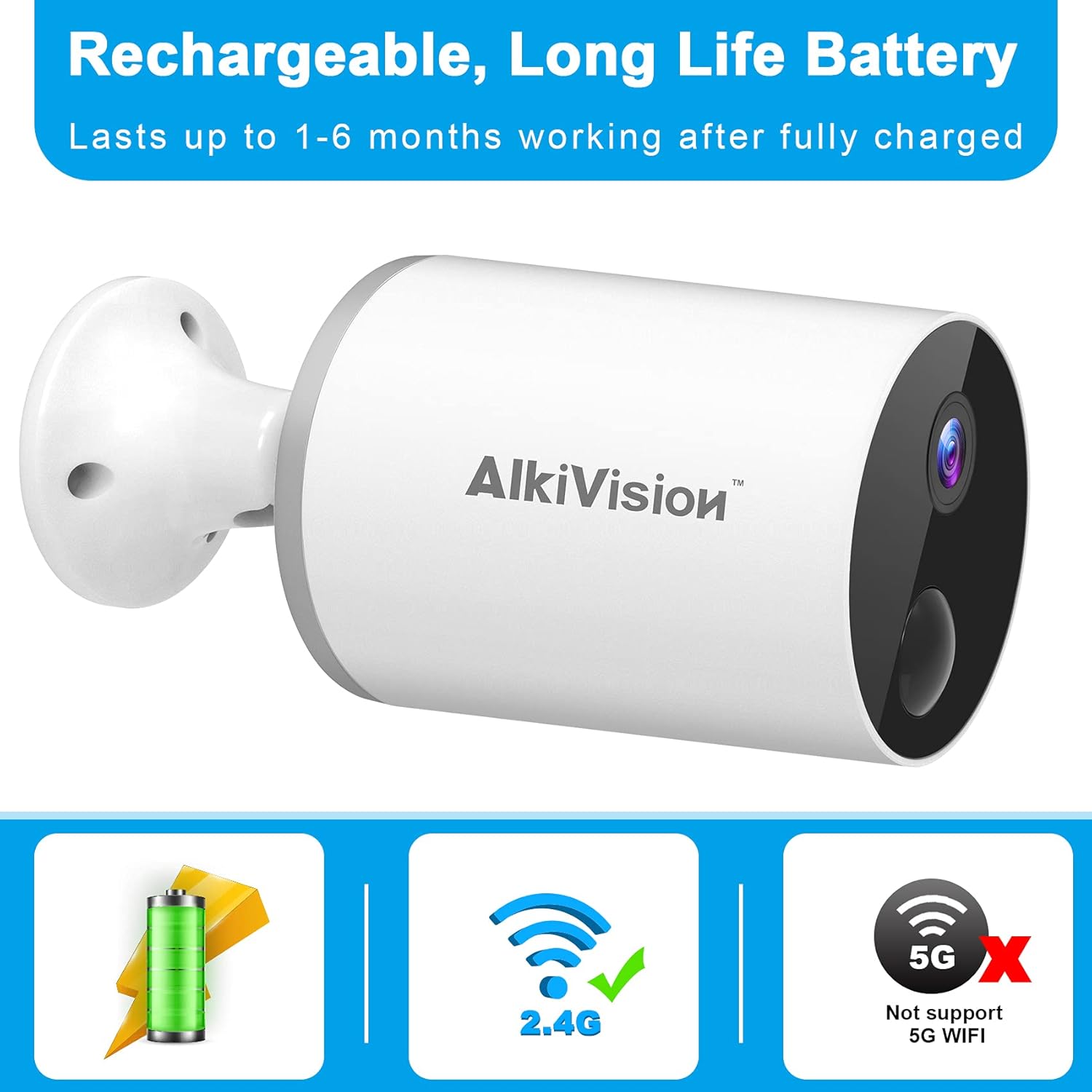 AlkiVision C2 Camera with battery and WiFi indicators