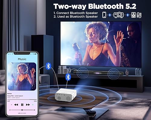 Miniatura 3 de Auto FocusKeystone Proyector DBPOWER 4K con WiFi 5G y Bluetooth, 600ANSI FHD Native 1080P Proyector de película para exteriores con 4P4DPPTZoom,