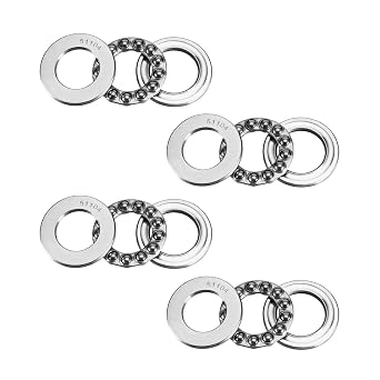 4 Pcs 51104 Thrust Ball Bearings 20mm x 35mm x 10mm Bearing Steel Single Single Row Roller