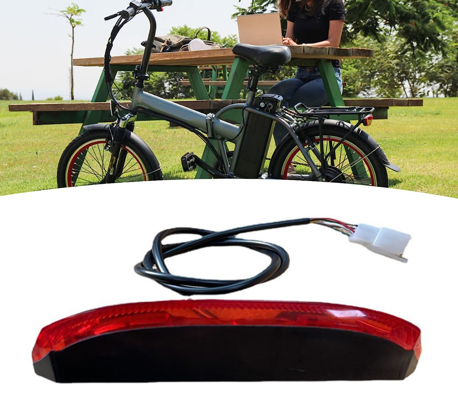 Lampada Posteriore per Bicicletta elettrica 12V LED Luce di Sicurezza per Guida Notturna Luce di Stop Indicatore di direzione 009 007 Accessori