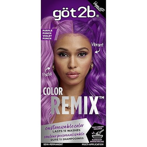 got2b Color Remix Semi-Permanent Hair Color, Purple Punch 094, Customizable