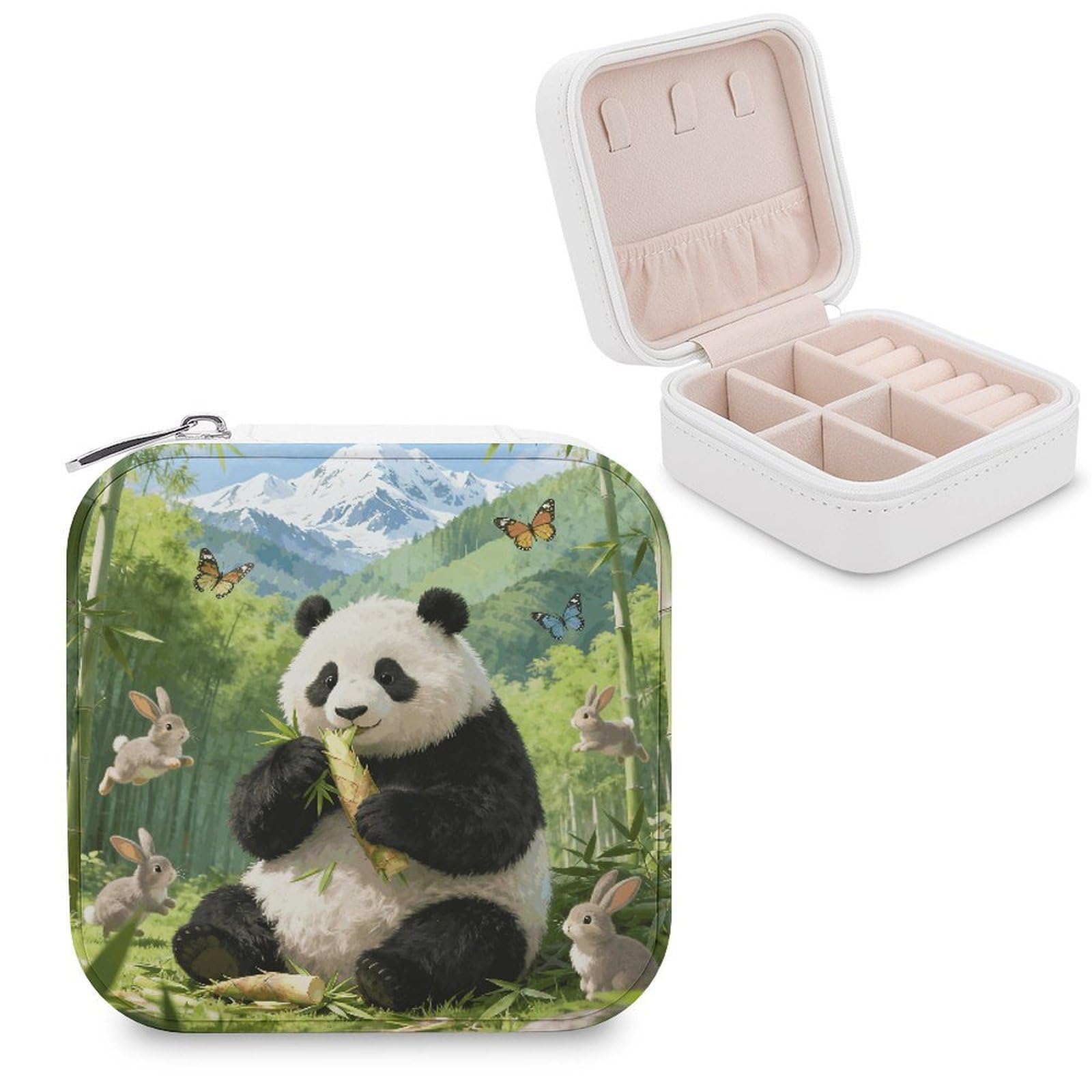 VstaDank Bamboo Sea Wonderland Jewelry Box Beautiful Portable Ring Boxes Cute Large-Capacity Jewelry Case Jewelry Organizer for Mothers Gifts for Earrings Rings Hand Bracelet