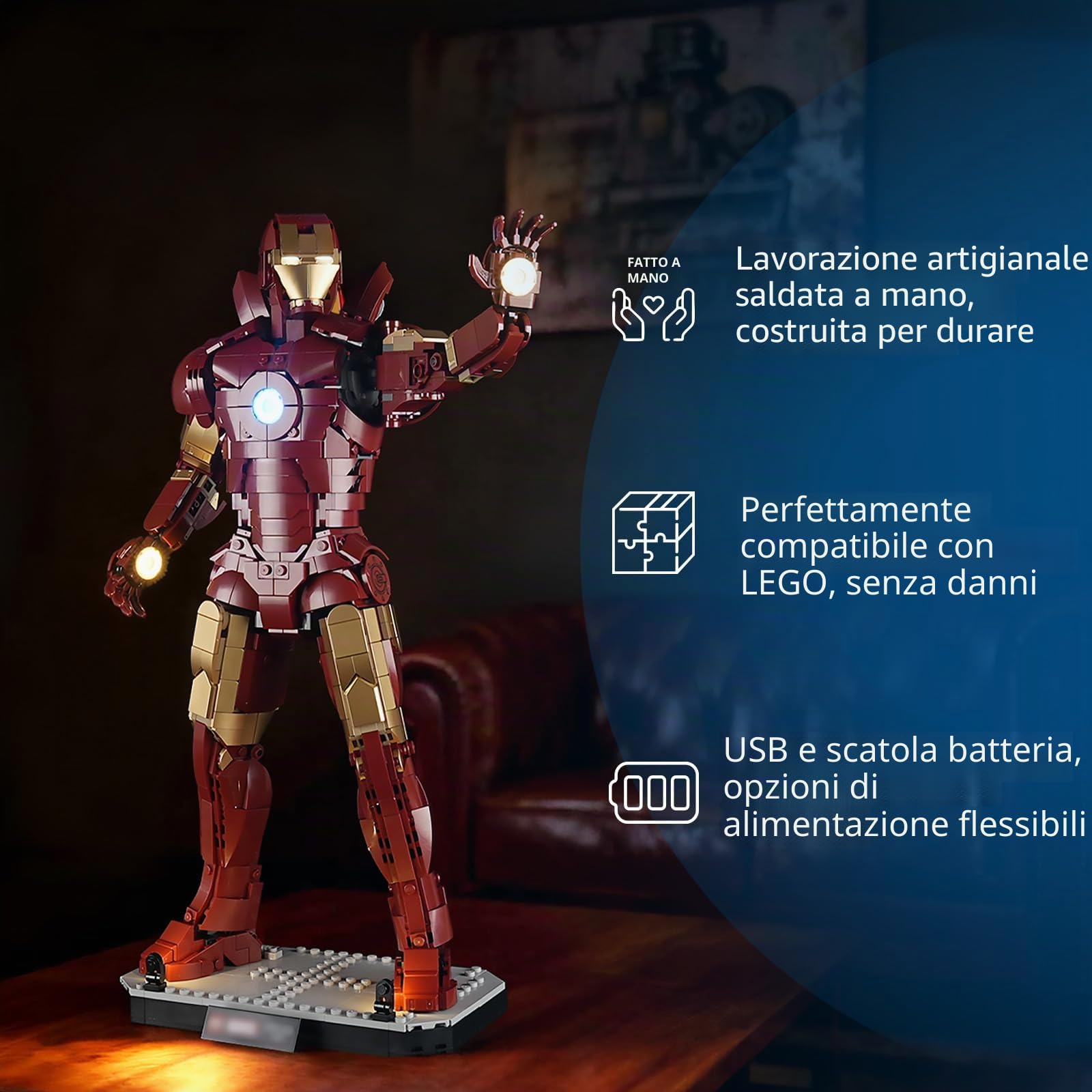 YEABRICKS Luce LED per Lego 76344 Super Heroes Marvel Iron Man Mark 3 edizione da collezione (set di mattoncini non incluso)