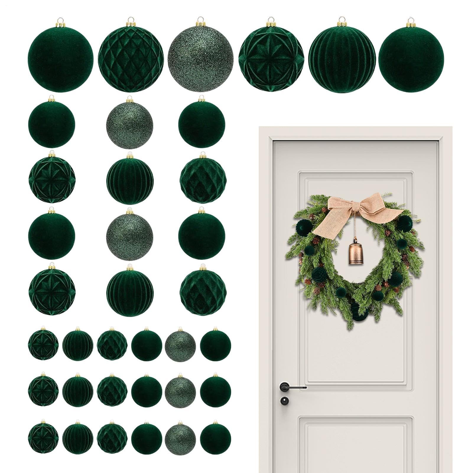 Boules de Noël élégantes floquées bordeaux lot de décorations haut de gamme pour intérieur