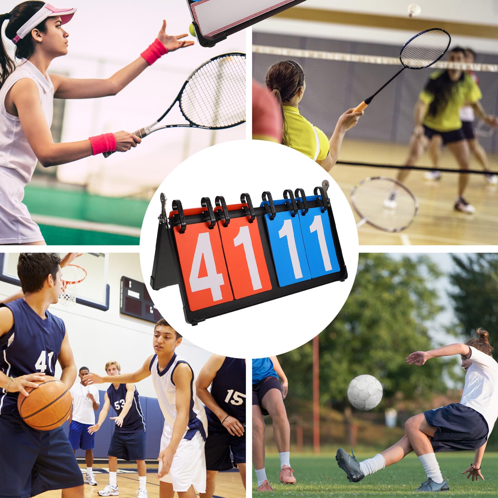 Tragbare Sportanzeigetafel Flip Scoreboard für Volleyball Basketball Tischtennis Badminton mit Robustem Stahlblech und Beschreibbaren Teamnamen Leicht und Sichtbar für Indoor