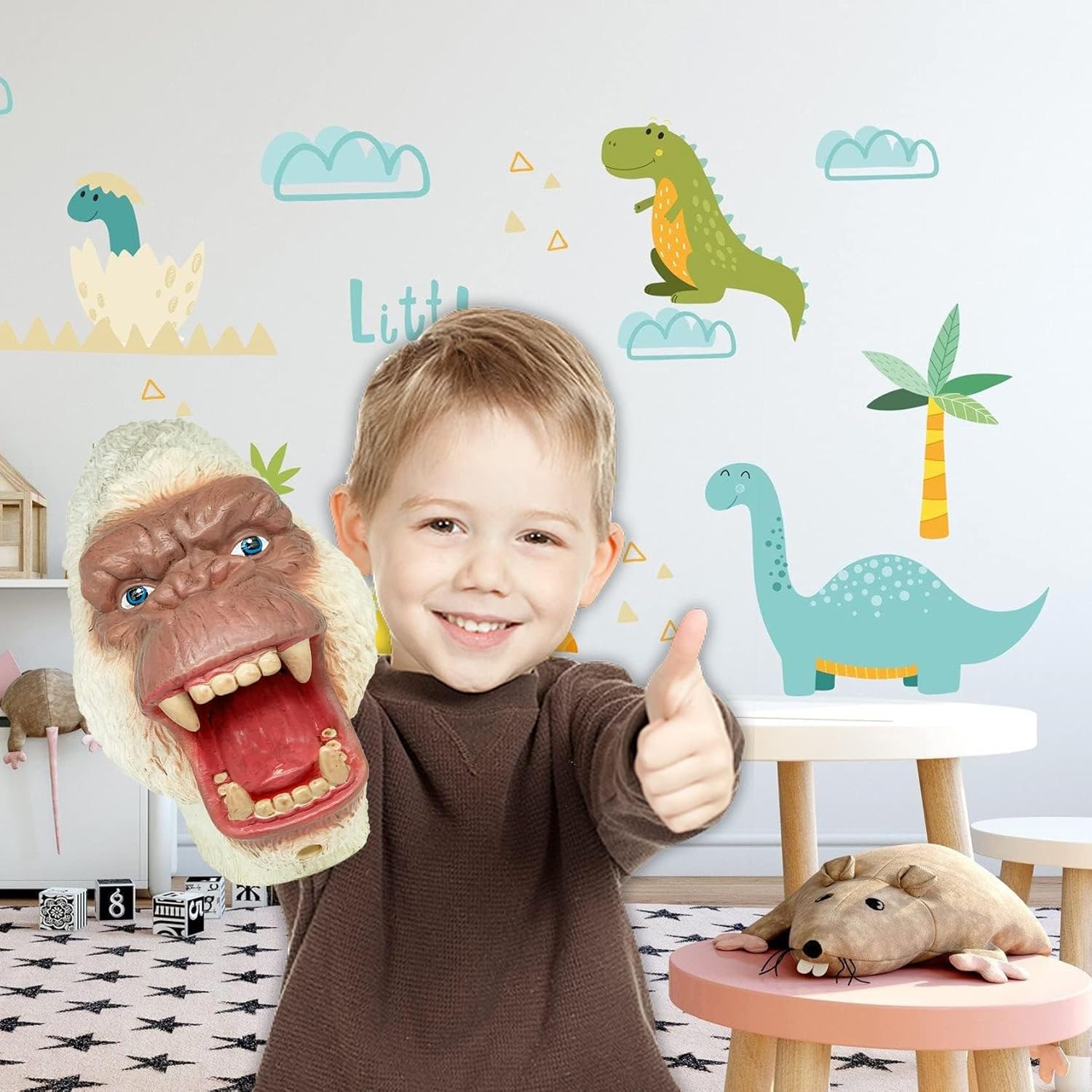 Gorilla Puppets Toys for Kids, Large Kingkong Hand Puppets Gifts for Party Favor, Role Playing, Stage Show