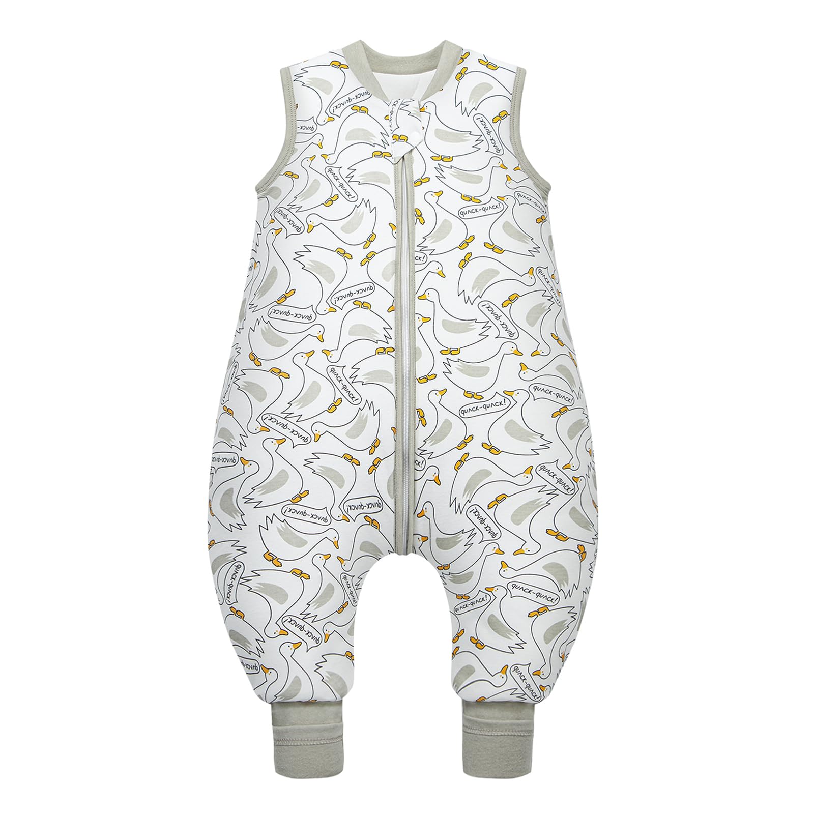 MIKAFEN Bambini Sacco nanna invernale con gambe 2,5 Tog,100% cotone,Sacco nanna con piedini,95-105 cm/3-4 anni,Anatra