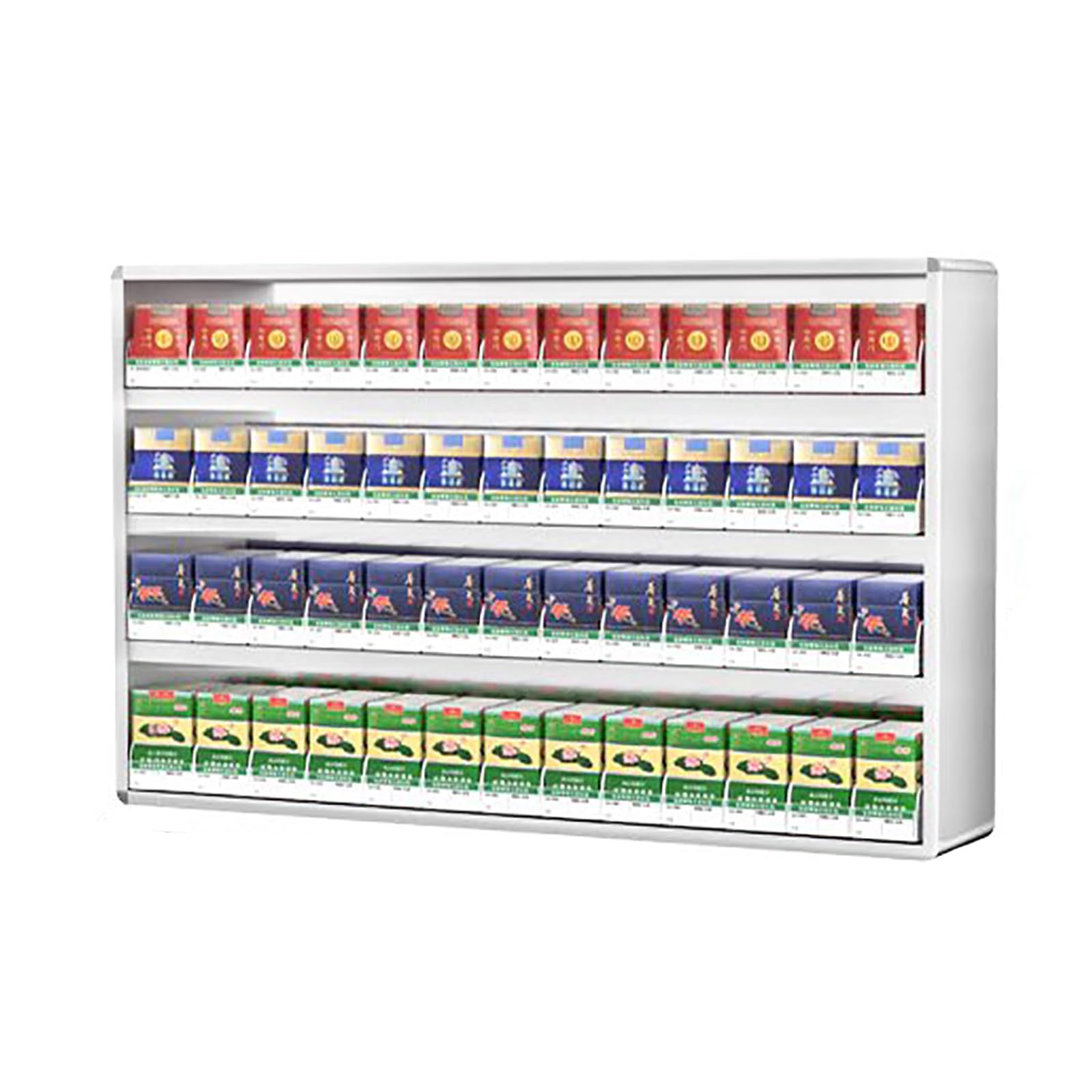 Vitrina de pared para cigarrillos con soporte para cerillas y empujadores de aluminio